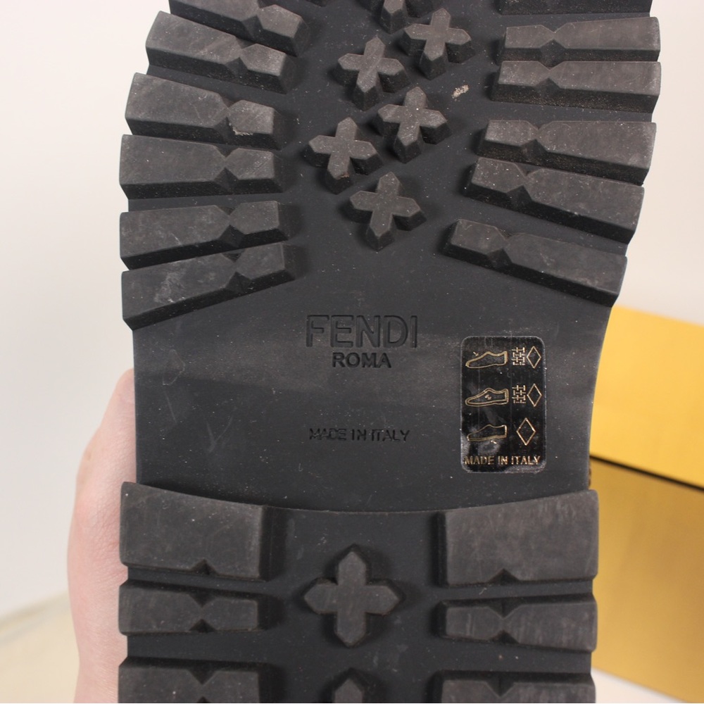 Fendi FF Logo Chunky Platform Leather Sandals Authentic - Picture 8 of 9